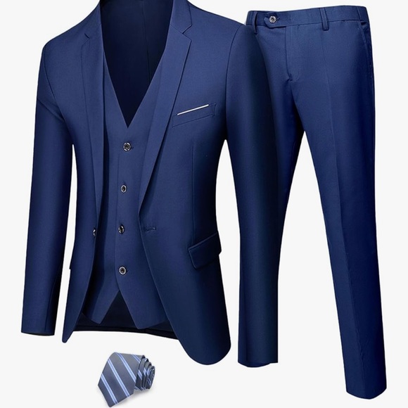 Elegant Navy Three-Piece Suit for Men